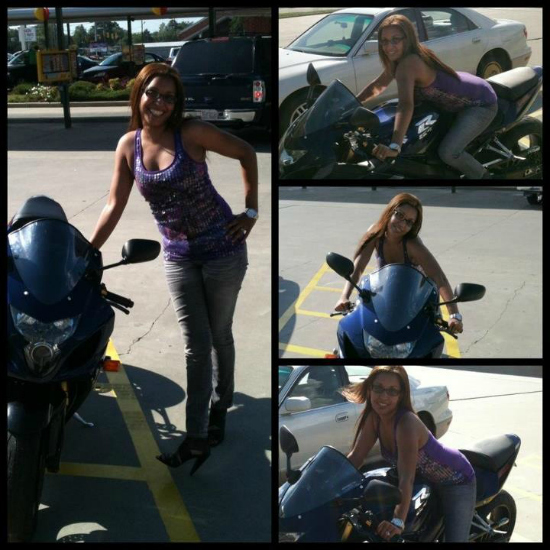 *NOTE* I only ride Hubby does the driving; but I LOVE posing with the bike :D