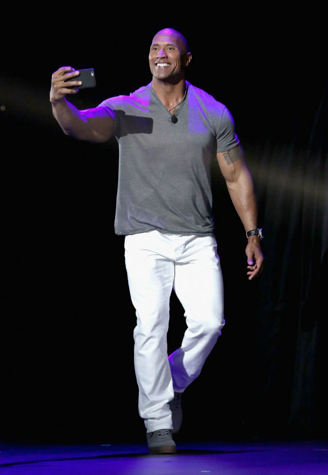 ANAHEIM, CA - AUGUST 14: Actor Dwayne Johnson of MOANA took part today in "Pixar and Walt Disney Animation Studios: The Upcoming Films" presentation at Disney's D23 EXPO 2015 in Anaheim, Calif. (Photo by Jesse Grant/Getty Images for Disney) *** Local Caption *** Dwayne Johnson