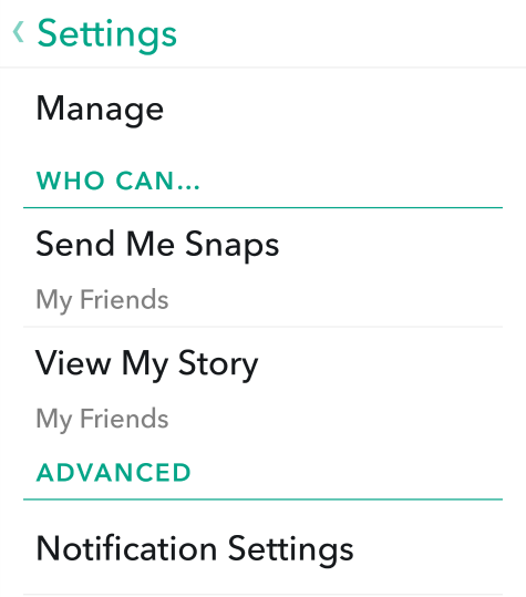 Snapchat Settings