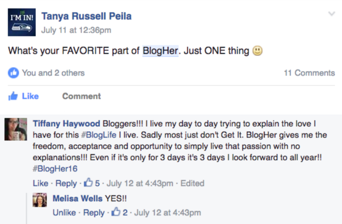 BlogHerFacebook Post Answer